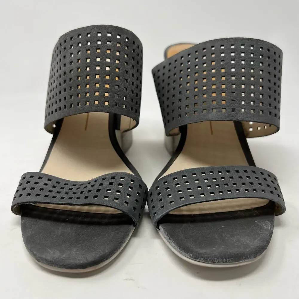 Dolce Vita Esme Double Strap Whitewash Distressed Block Heel Womens Sandal 8.5